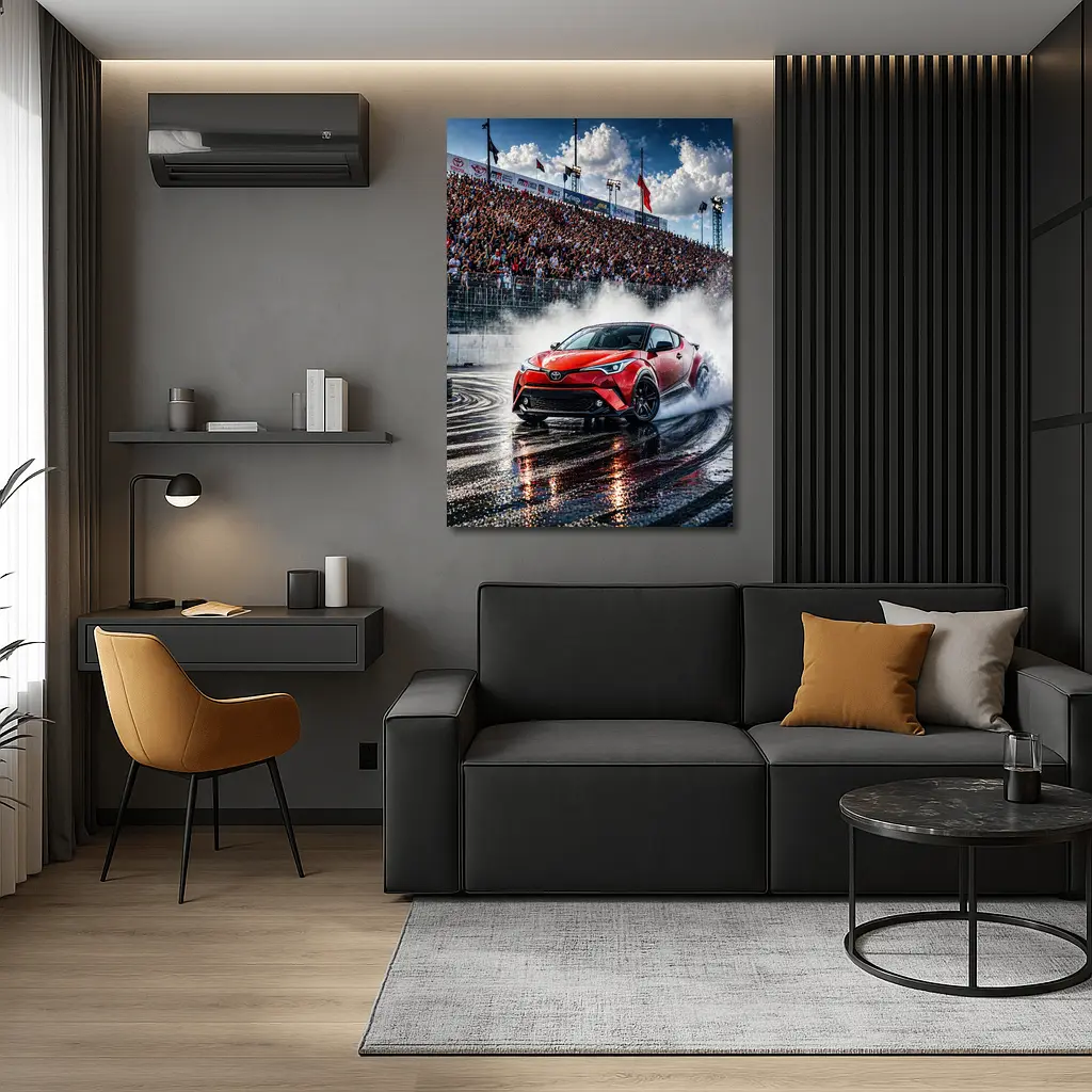 Toyota C-HR Drifting Wet Track Crowd – Wall Art