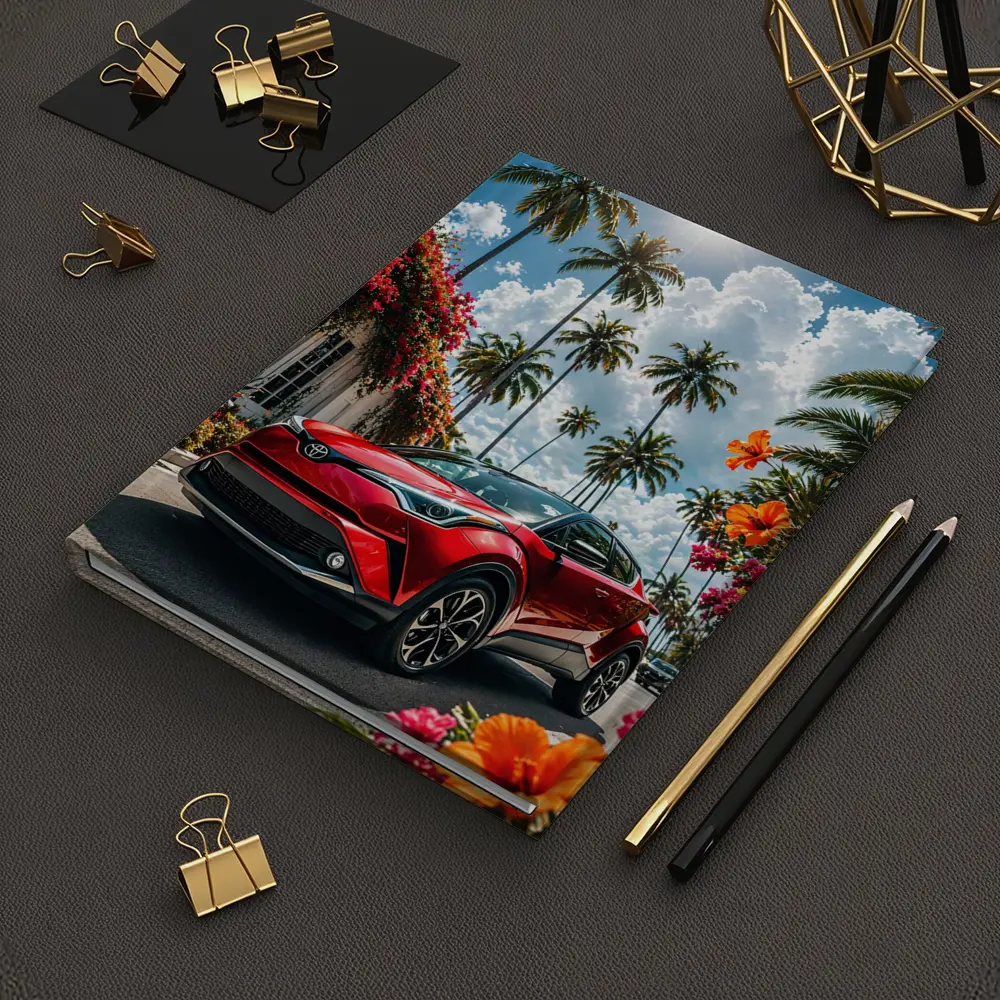 Toyota C-HR Red SUV Tropical Palm Setting – Notebooks
