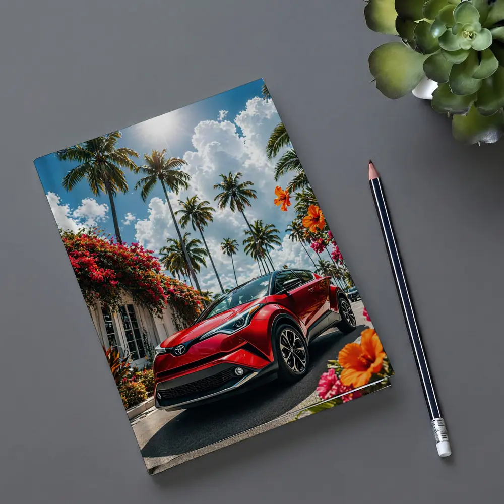 Toyota C-HR Red SUV Tropical Palm Setting – Notebooks