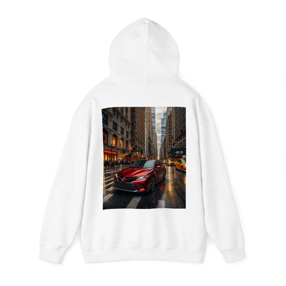 Toyota Camry Red On Rainy City Street – Hoodies