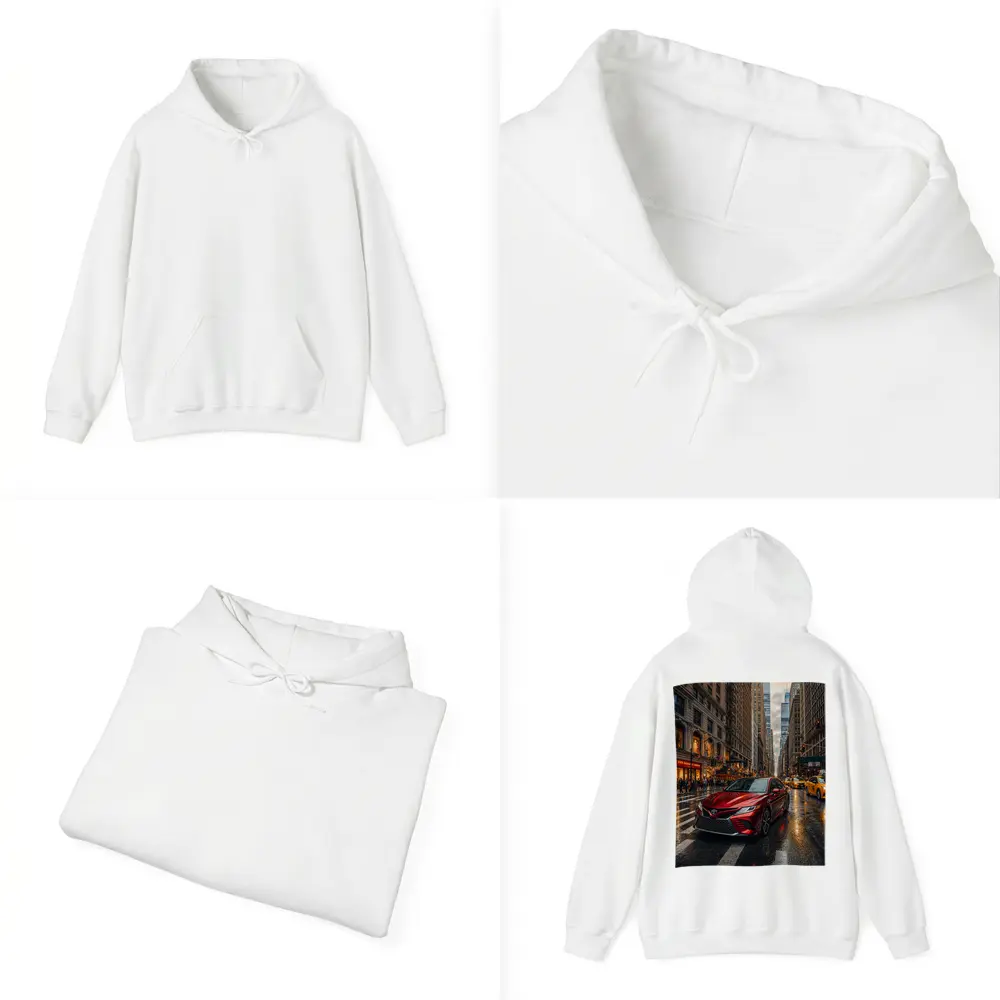 Toyota Camry Red On Rainy City Street – Hoodies