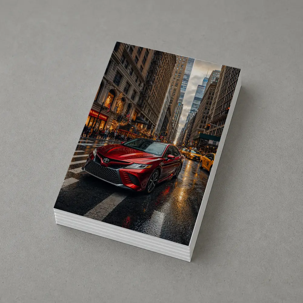 Toyota Camry Red On Rainy City Street – Postcards