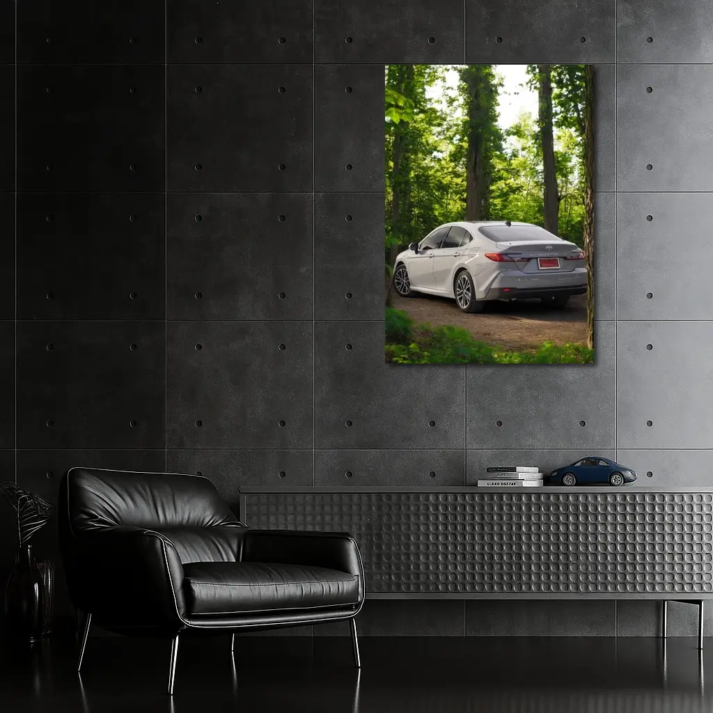 Toyota Camry Silver Sedan Forest Path – Wall Art
