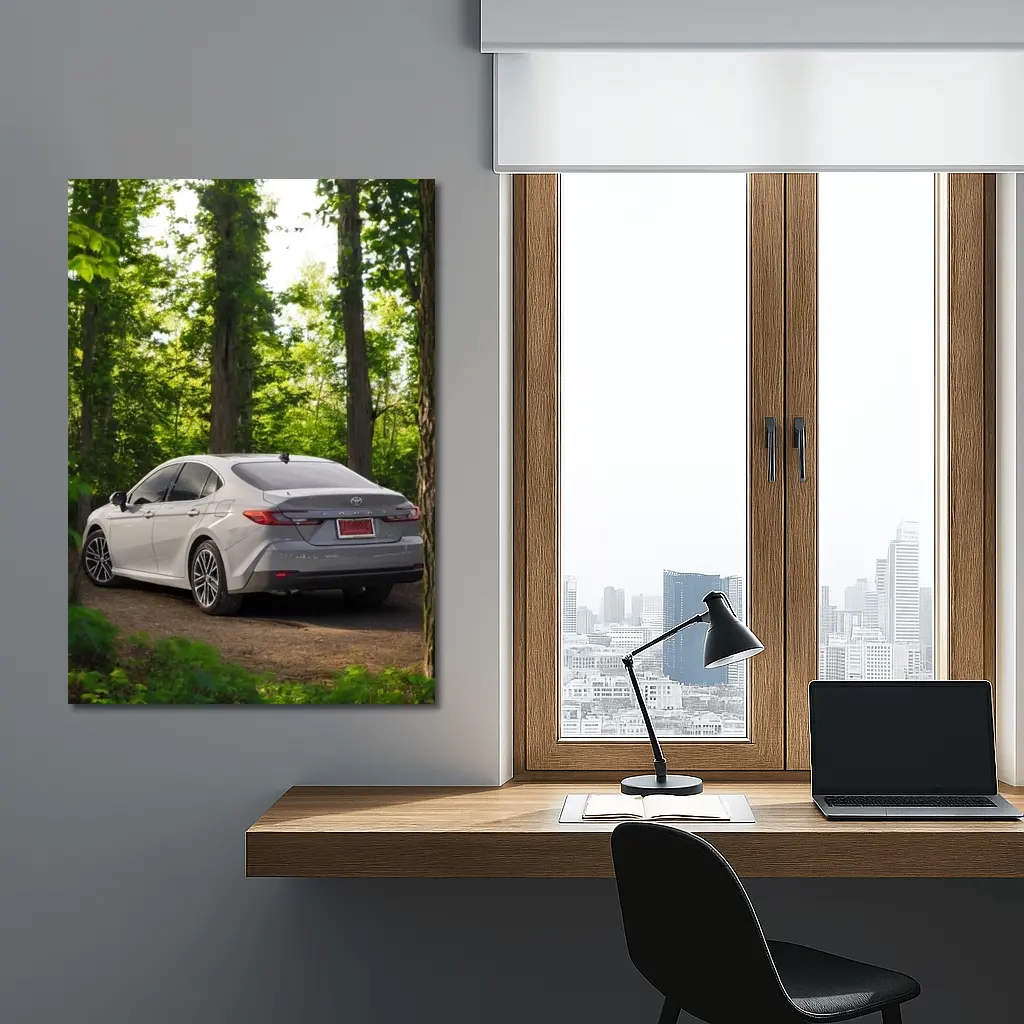 Toyota Camry Silver Sedan Forest Path – Wall Art