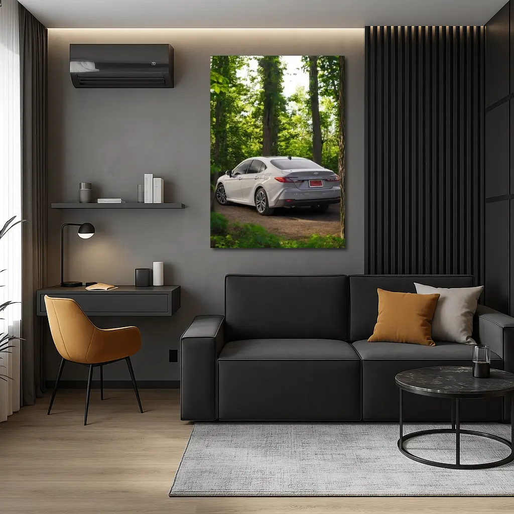 Toyota Camry Silver Sedan Forest Path – Wall Art