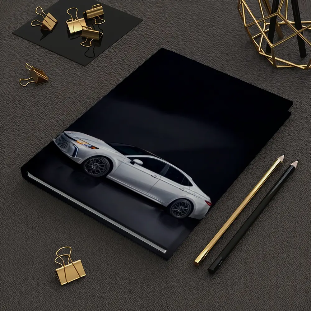 Toyota Camry White Sedan Dark Studio Background – Notebooks