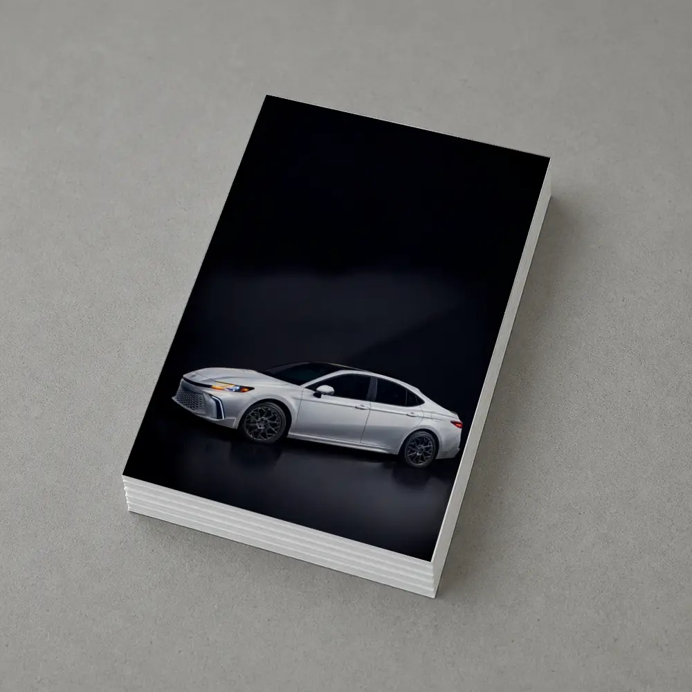 Toyota Camry White Sedan Dark Studio Background – Postcards