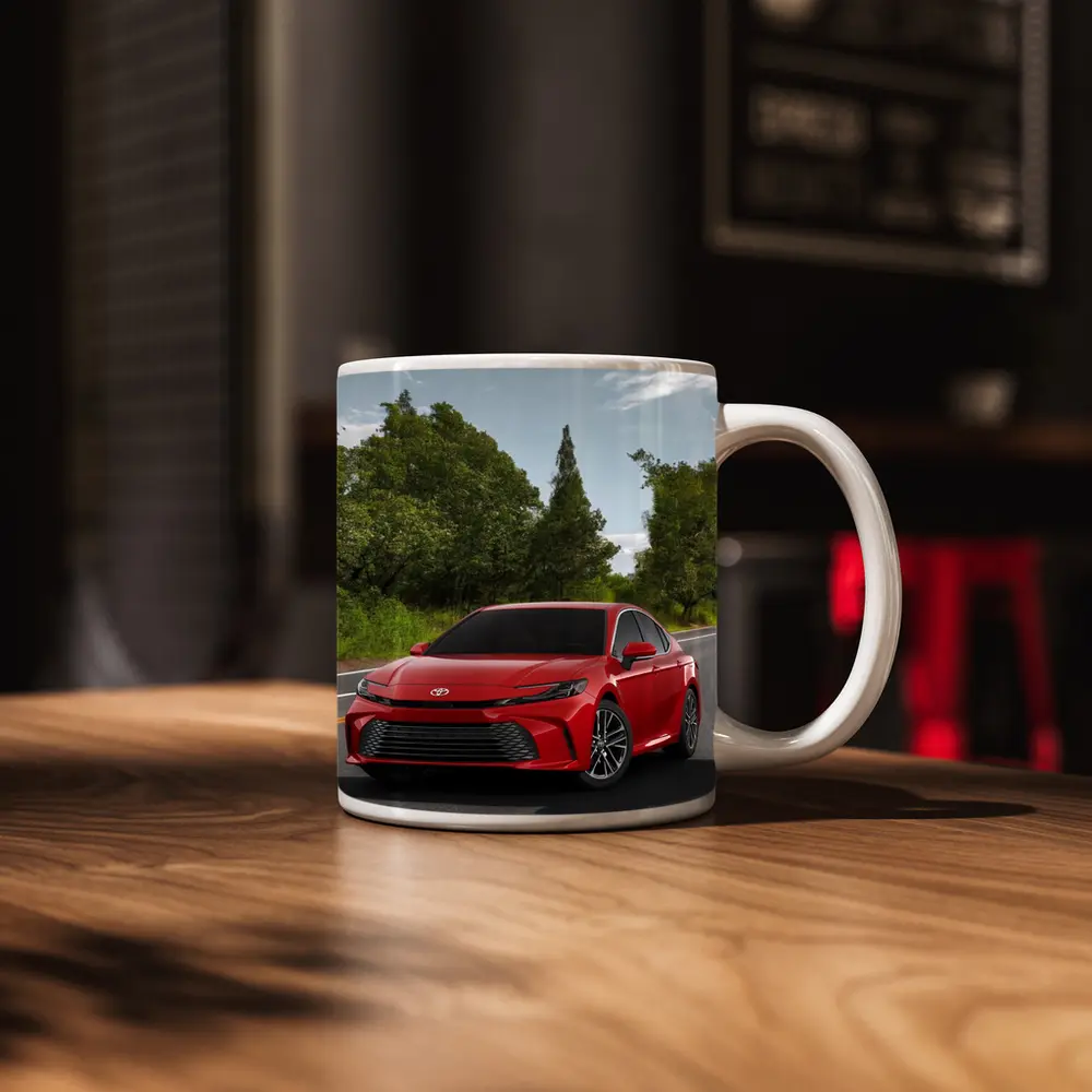 Toyota Camry Red Sedan On Open Road – Mugs