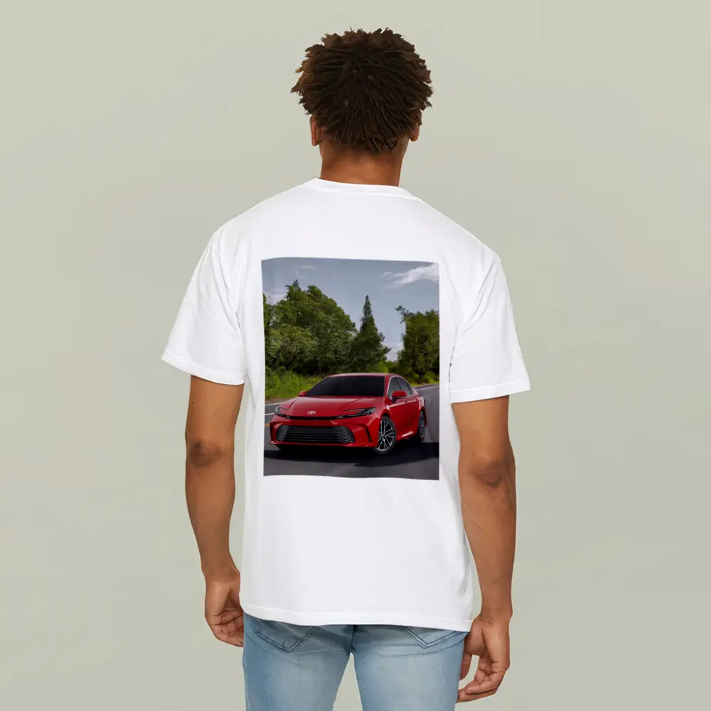 Toyota Camry Red Sedan On Open Road – T-Shirts
