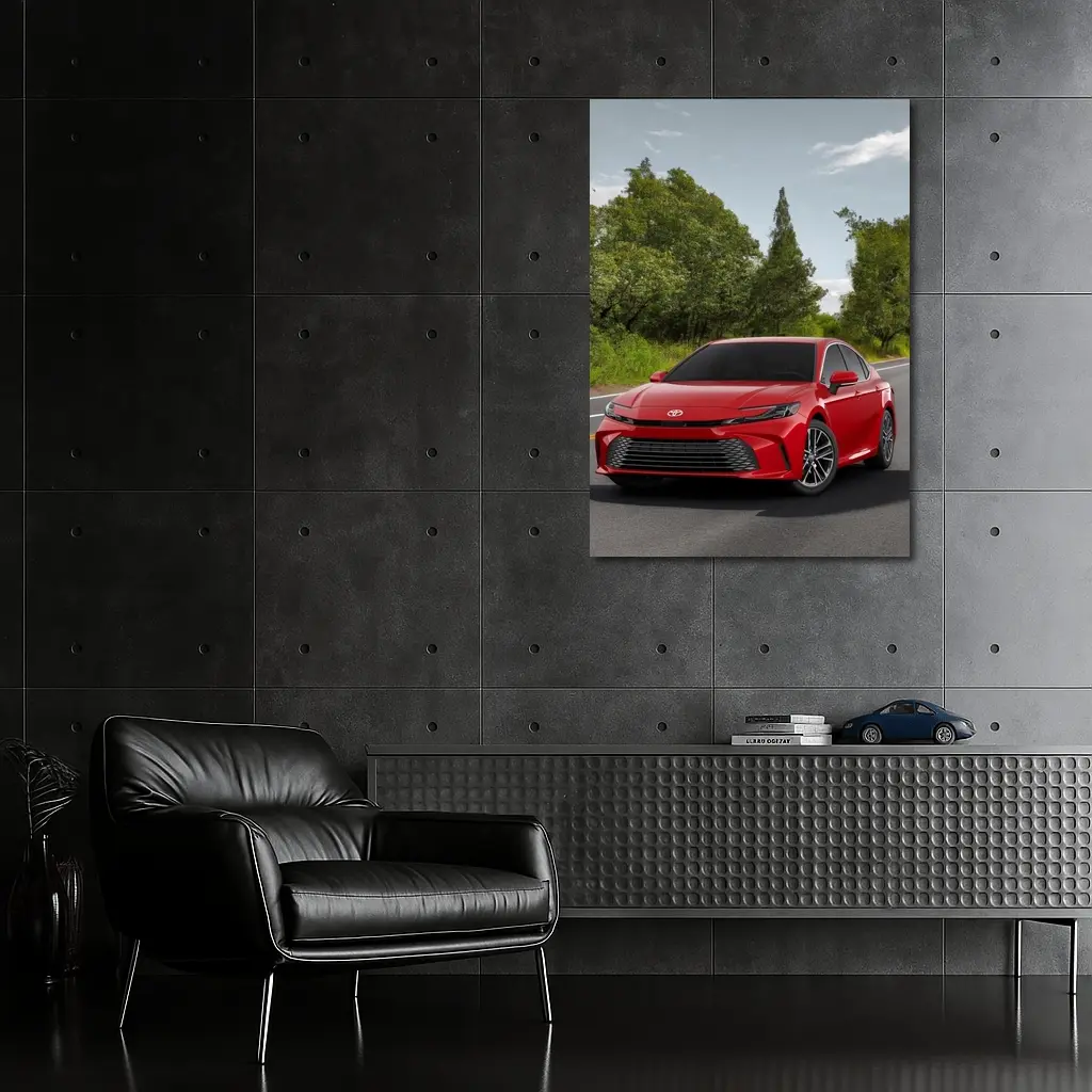 Toyota Camry Red Sedan On Open Road – Wall Art