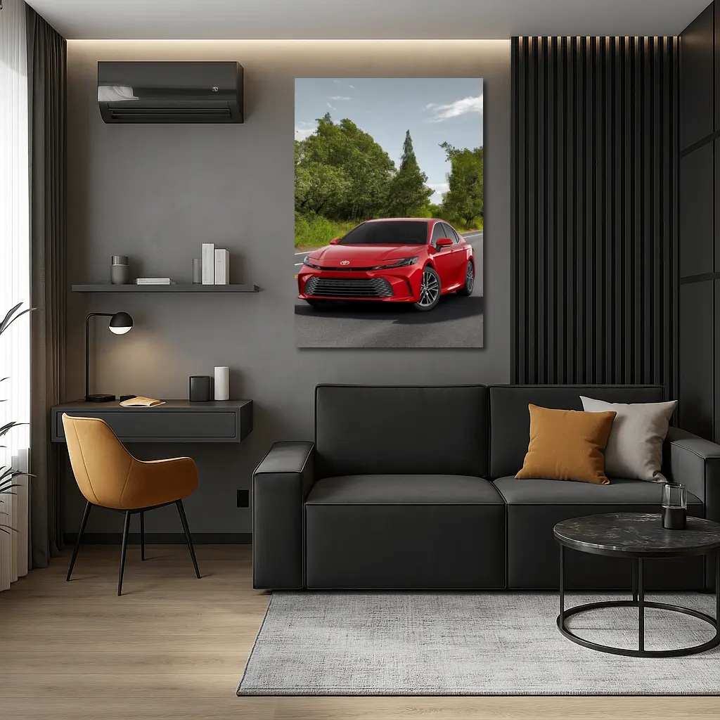 Toyota Camry Red Sedan On Open Road – Wall Art