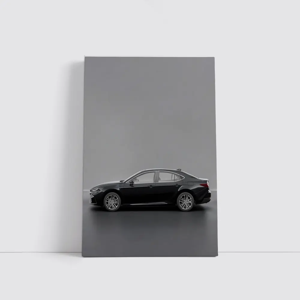 Toyota Camry Black Sedan Gray Studio Background – Wall Art