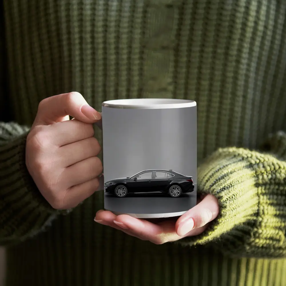 Toyota Camry Black Sedan Gray Studio Background – Mugs