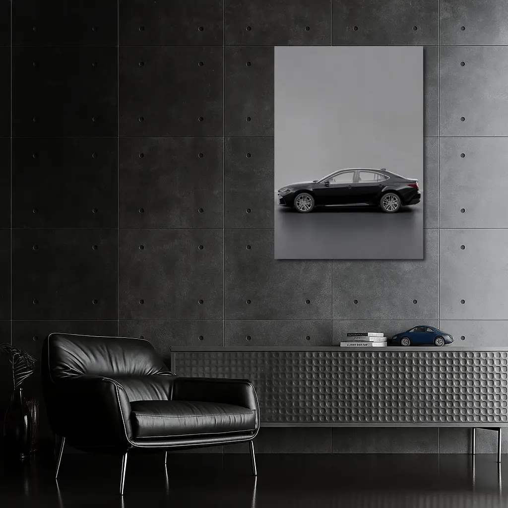 Toyota Camry Black Sedan Gray Studio Background – Wall Art