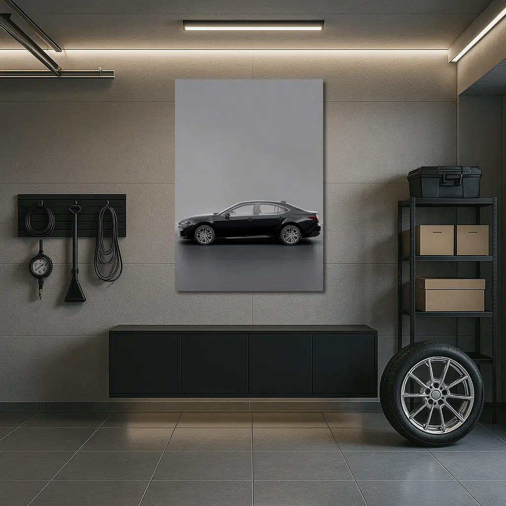 Toyota Camry Black Sedan Gray Studio Background – Wall Art