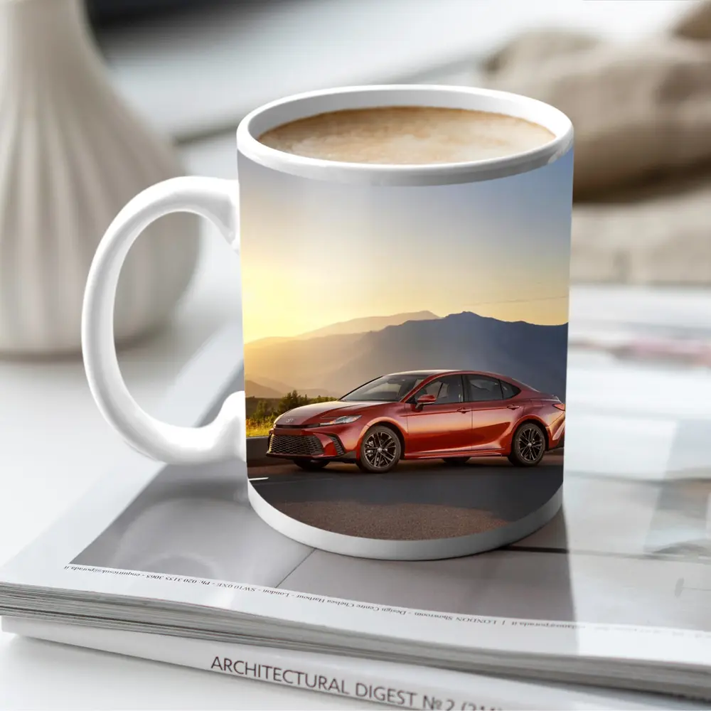 Toyota Camry Red Sedan Mountain Sunset – Mugs