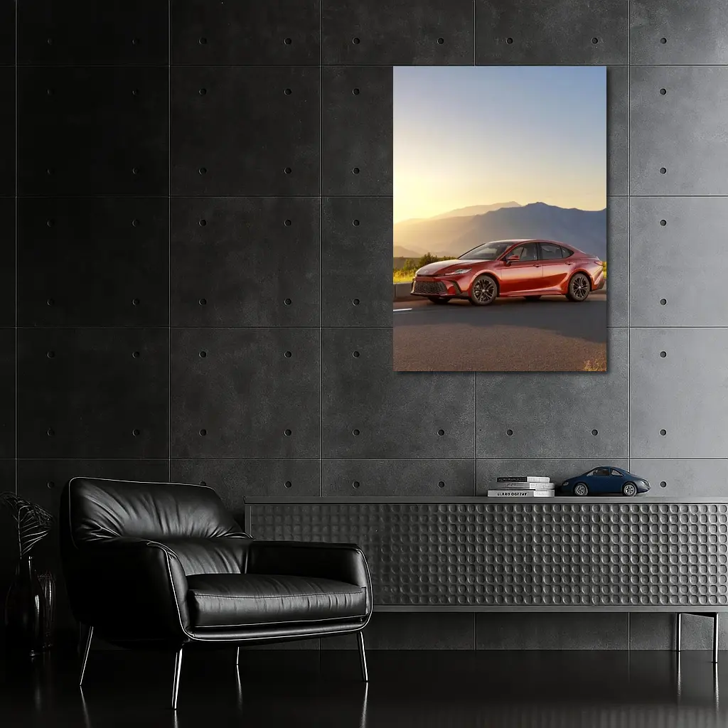 Toyota Camry Red Sedan Mountain Sunset – Wall Art