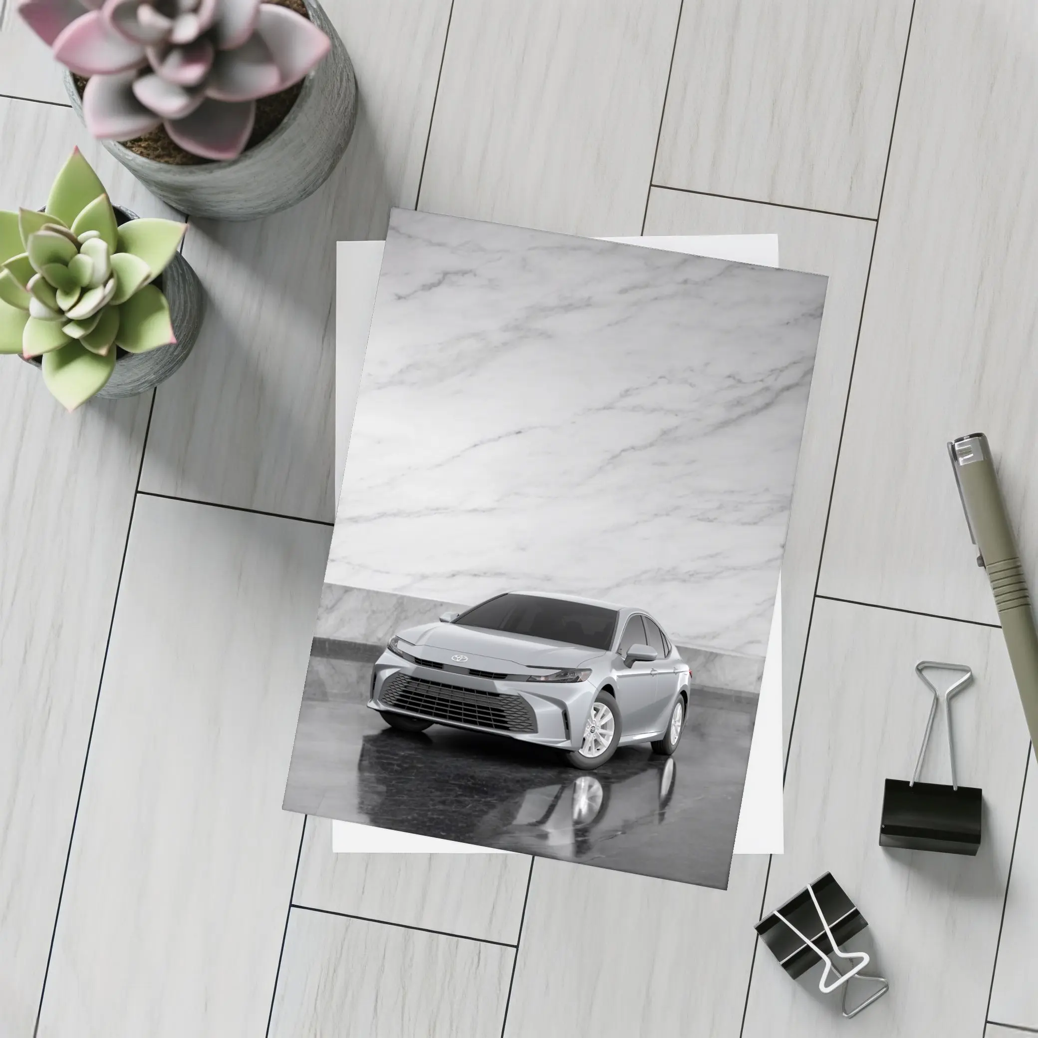 Toyota Camry Silver Sedan Marble Wall – Postcards