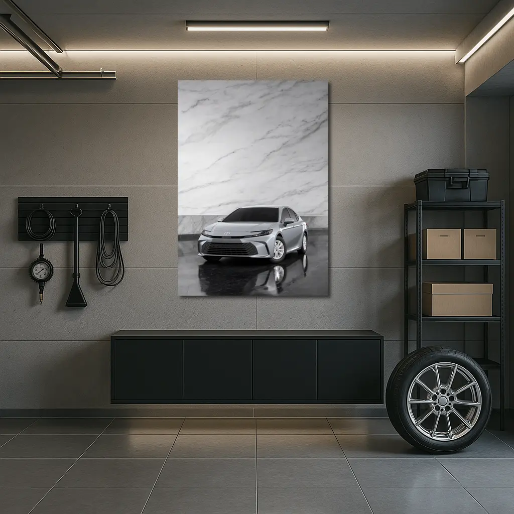 Toyota Camry Silver Sedan Marble Wall – Wall Art