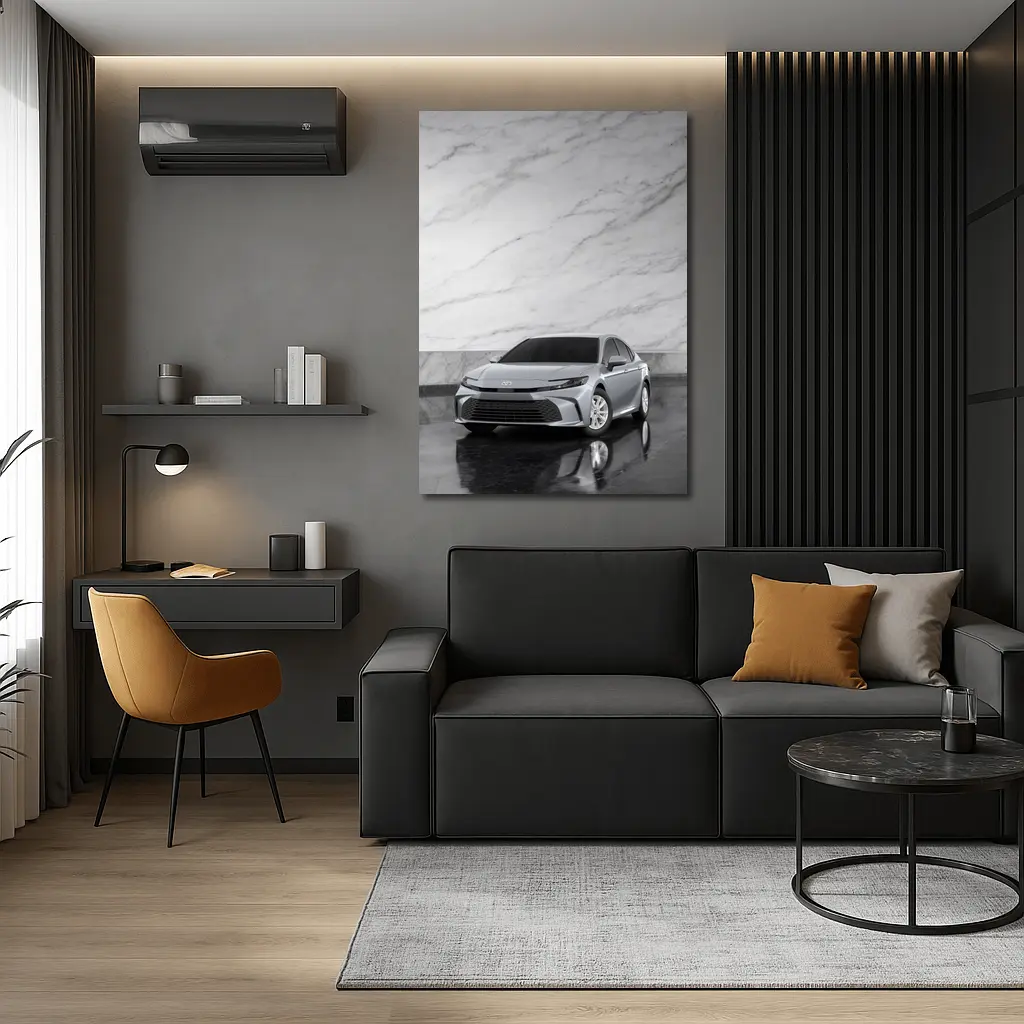 Toyota Camry Silver Sedan Marble Wall – Wall Art