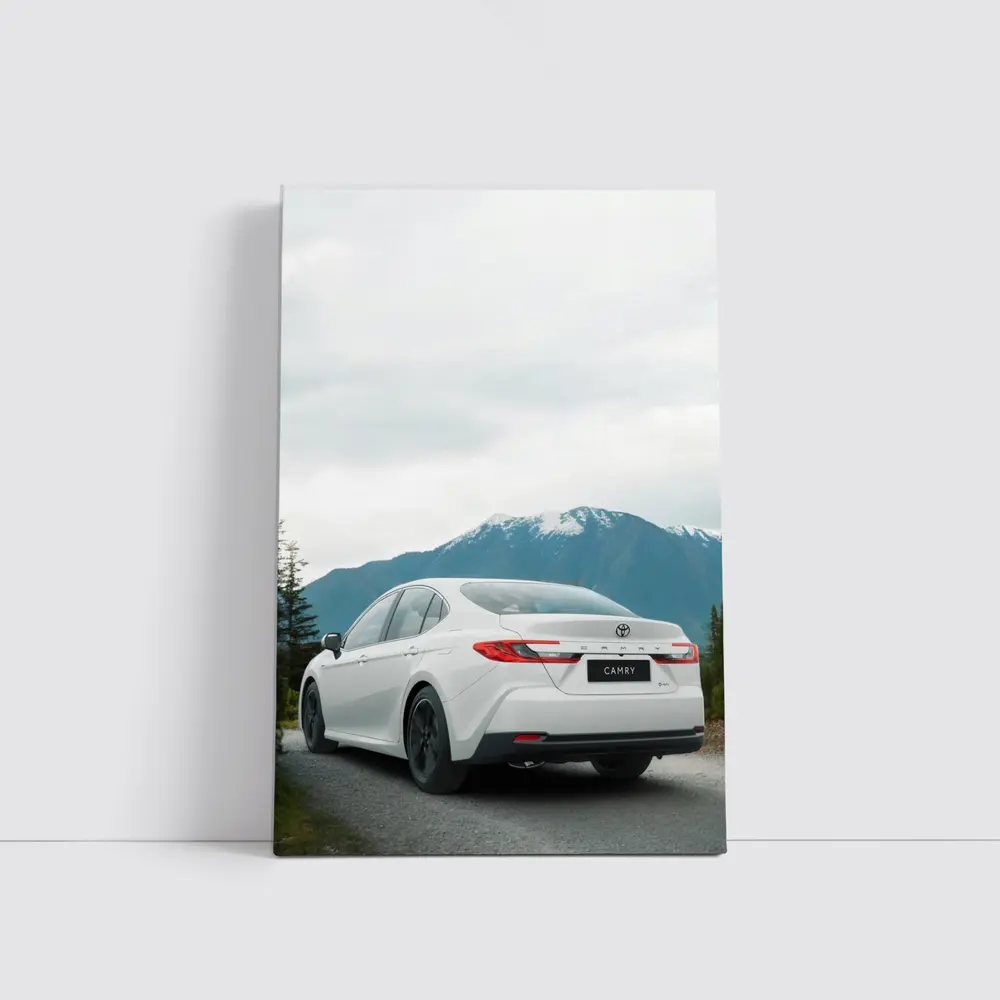 Toyota Camry White Sedan Mountain Road – Wall Art
