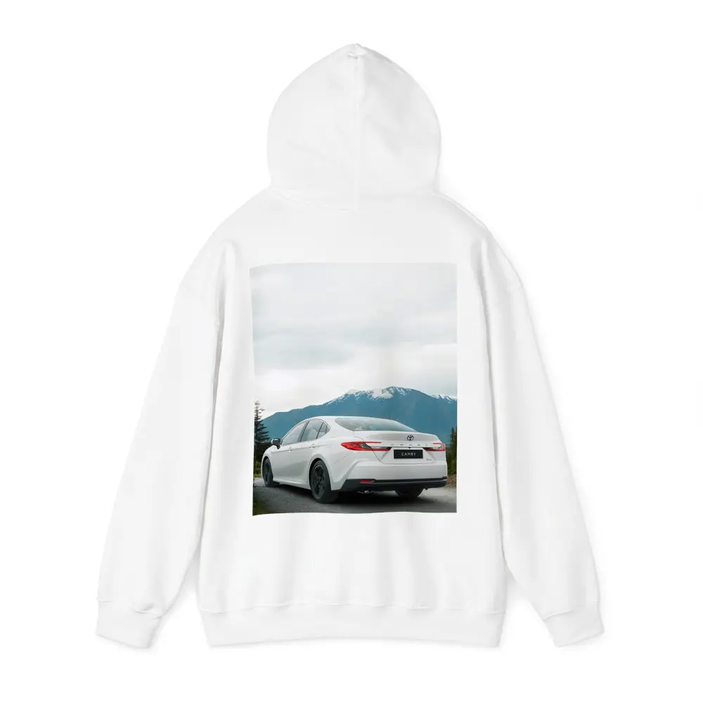 Toyota Camry White Sedan Mountain Road – Hoodies