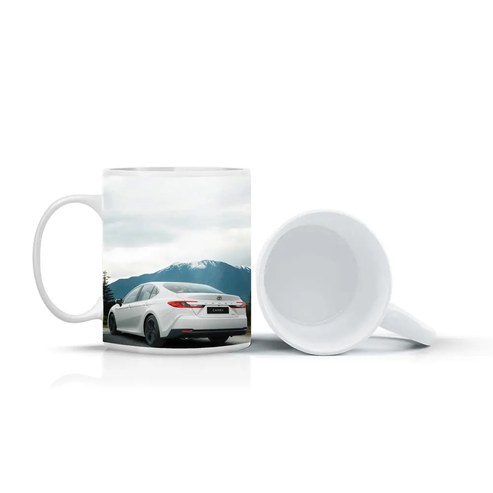 Toyota Camry White Sedan Mountain Road – Mugs