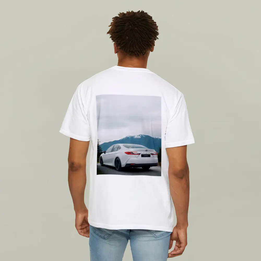 Toyota Camry White Sedan Mountain Road – T-Shirts