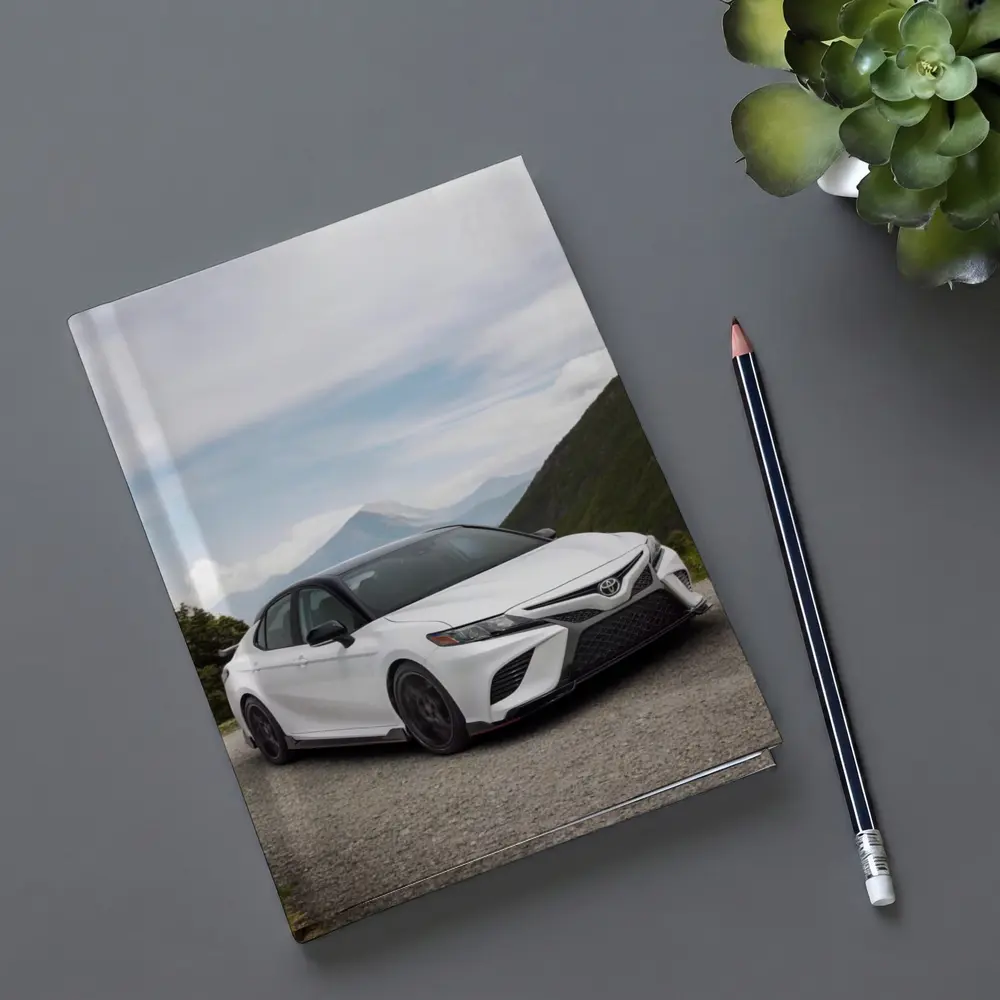 Toyota Camry White Mountain Road Scene – Notebooks