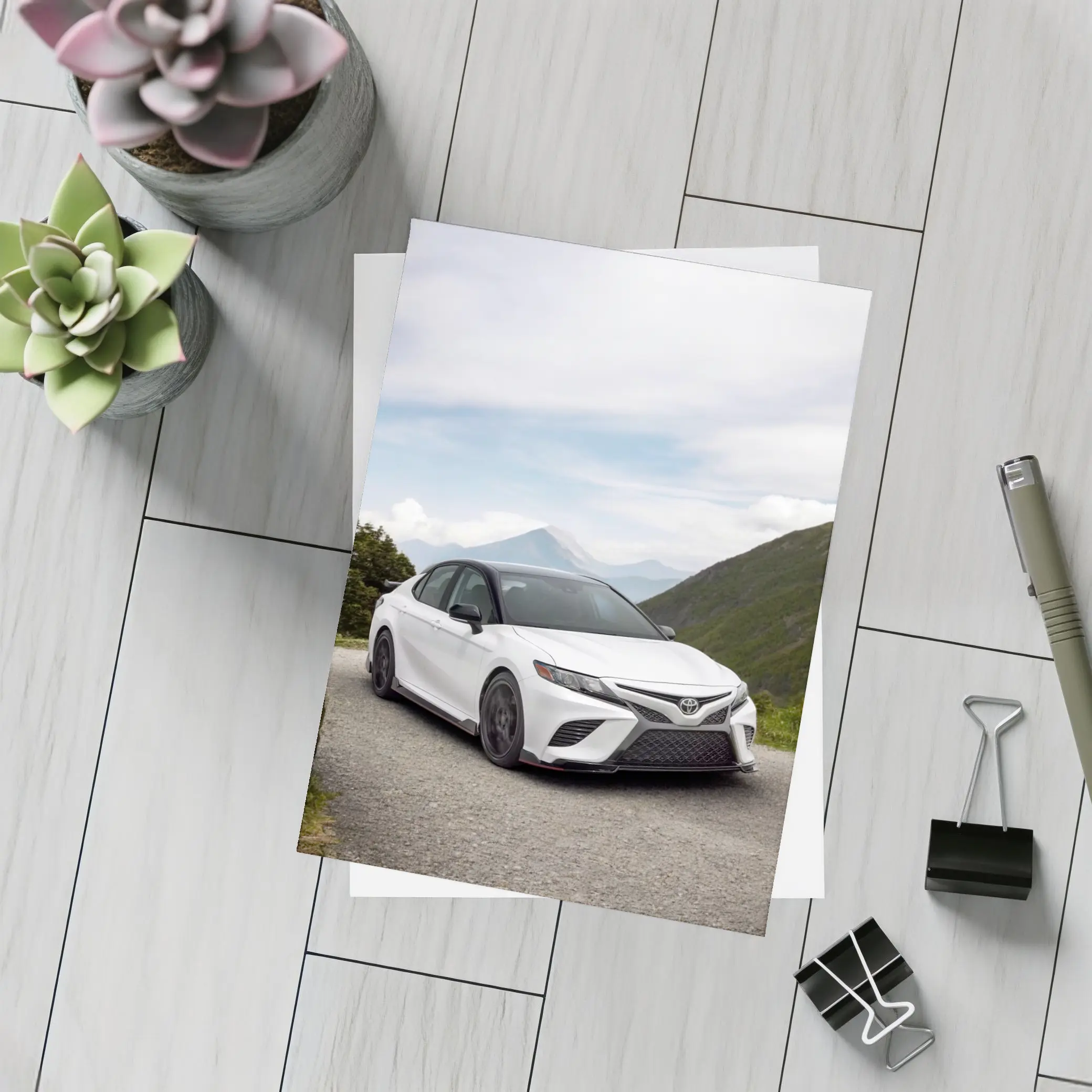 Toyota Camry White Mountain Road Scene – Postcards