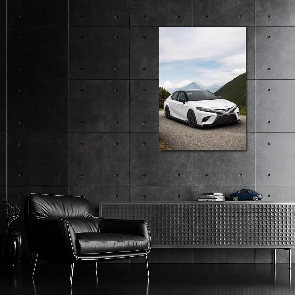 Toyota Camry White Mountain Road Scene – Wall Art