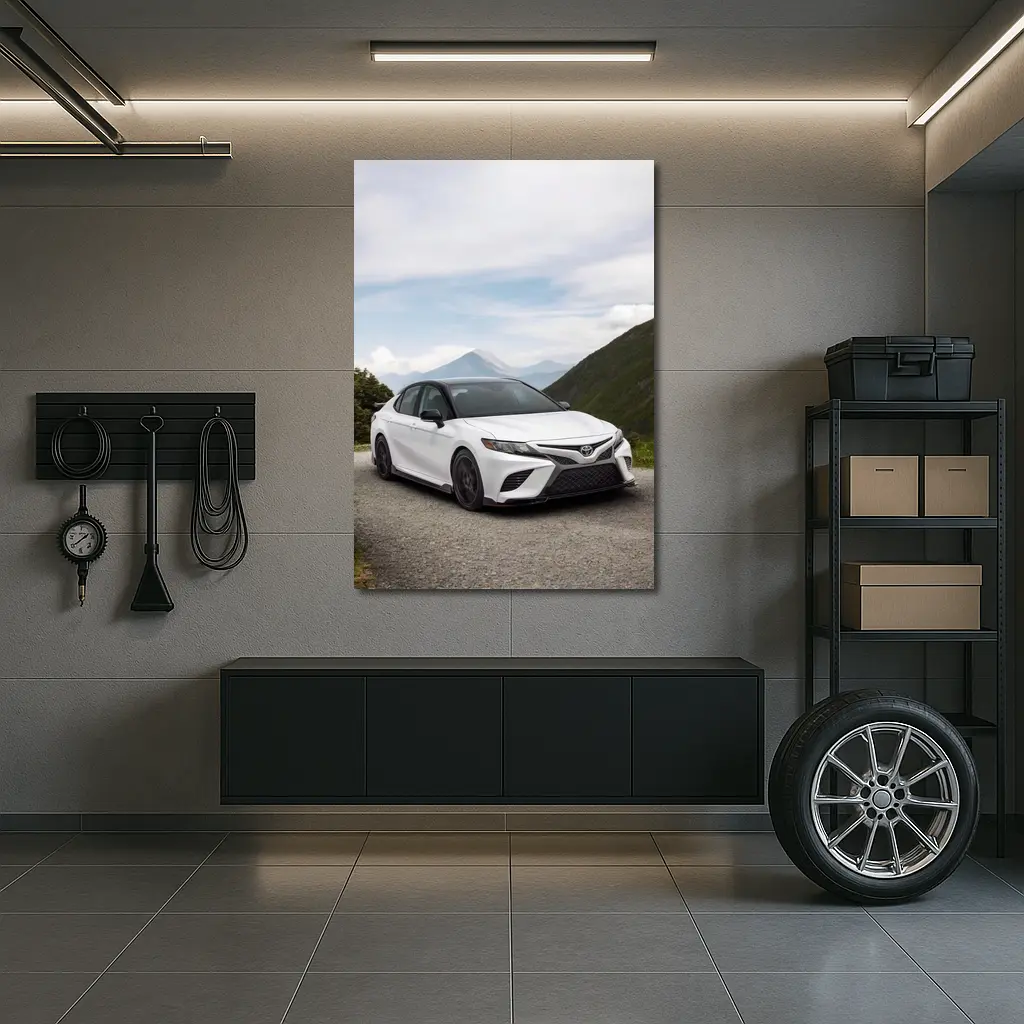 Toyota Camry White Mountain Road Scene – Wall Art