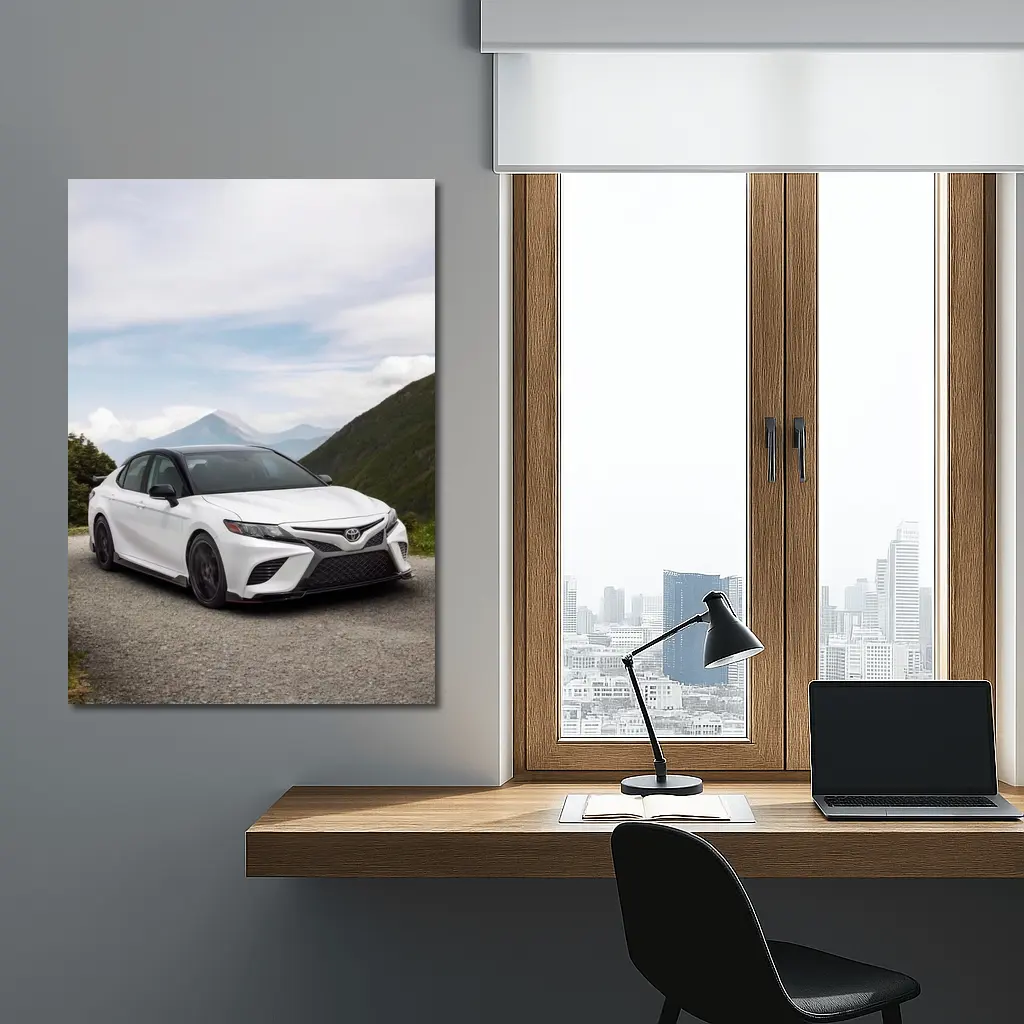 Toyota Camry White Mountain Road Scene – Wall Art
