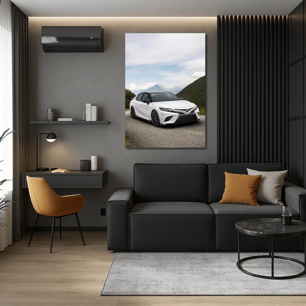 Toyota Camry White Mountain Road Scene – Wall Art