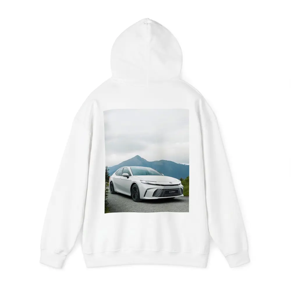 Toyota Camry White Sedan Mountain Road – Hoodies