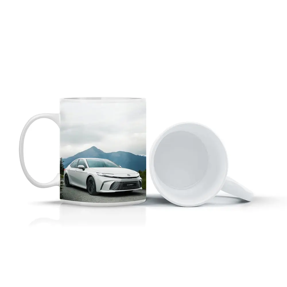 Toyota Camry White Sedan Mountain Road – Mugs