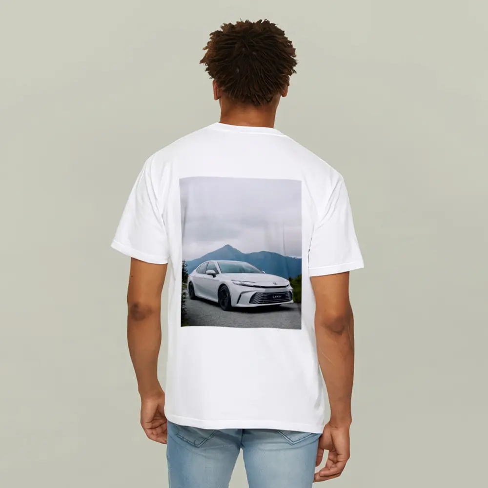 Toyota Camry White Sedan Mountain Road – T-Shirts