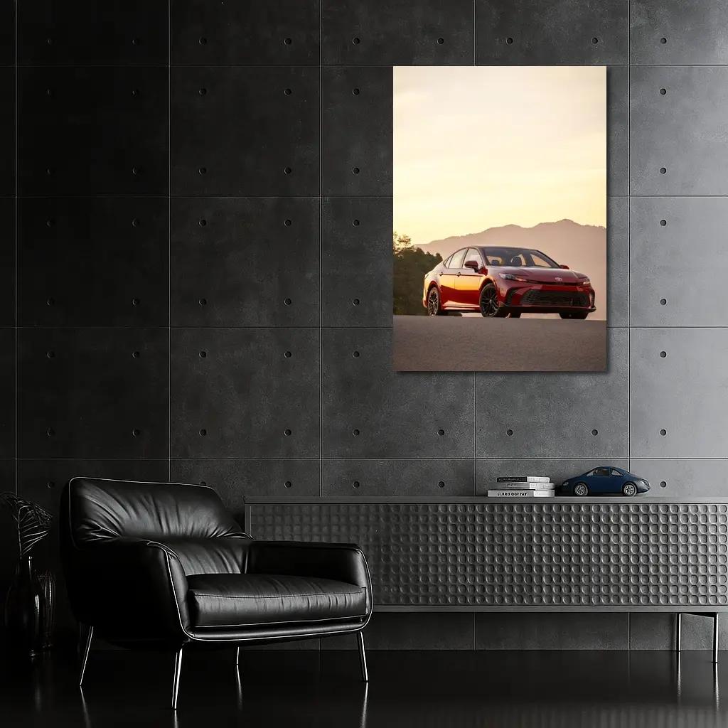 Toyota Camry Red Sunset Mountain Road – Wall Art