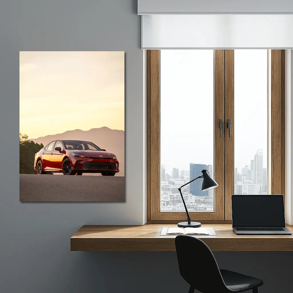 Toyota Camry Red Sunset Mountain Road – Wall Art