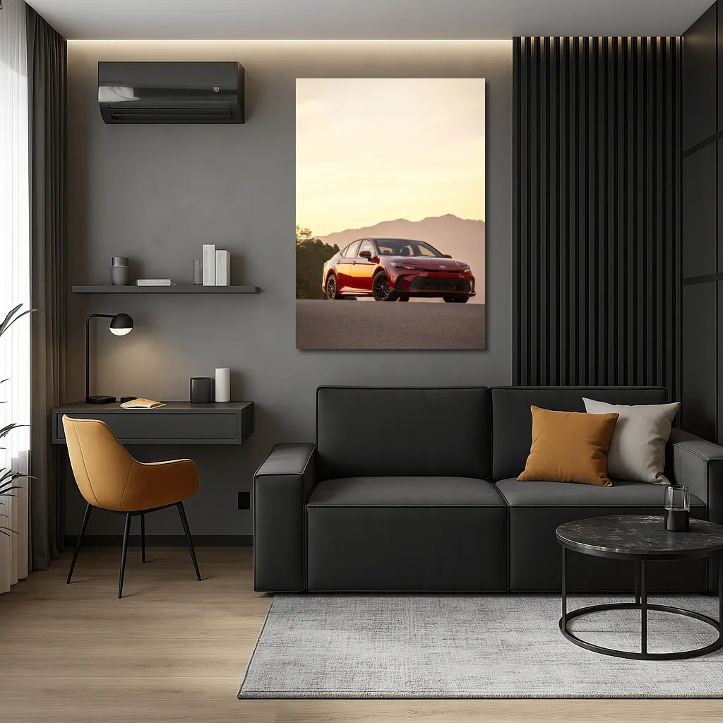Toyota Camry Red Sunset Mountain Road – Wall Art
