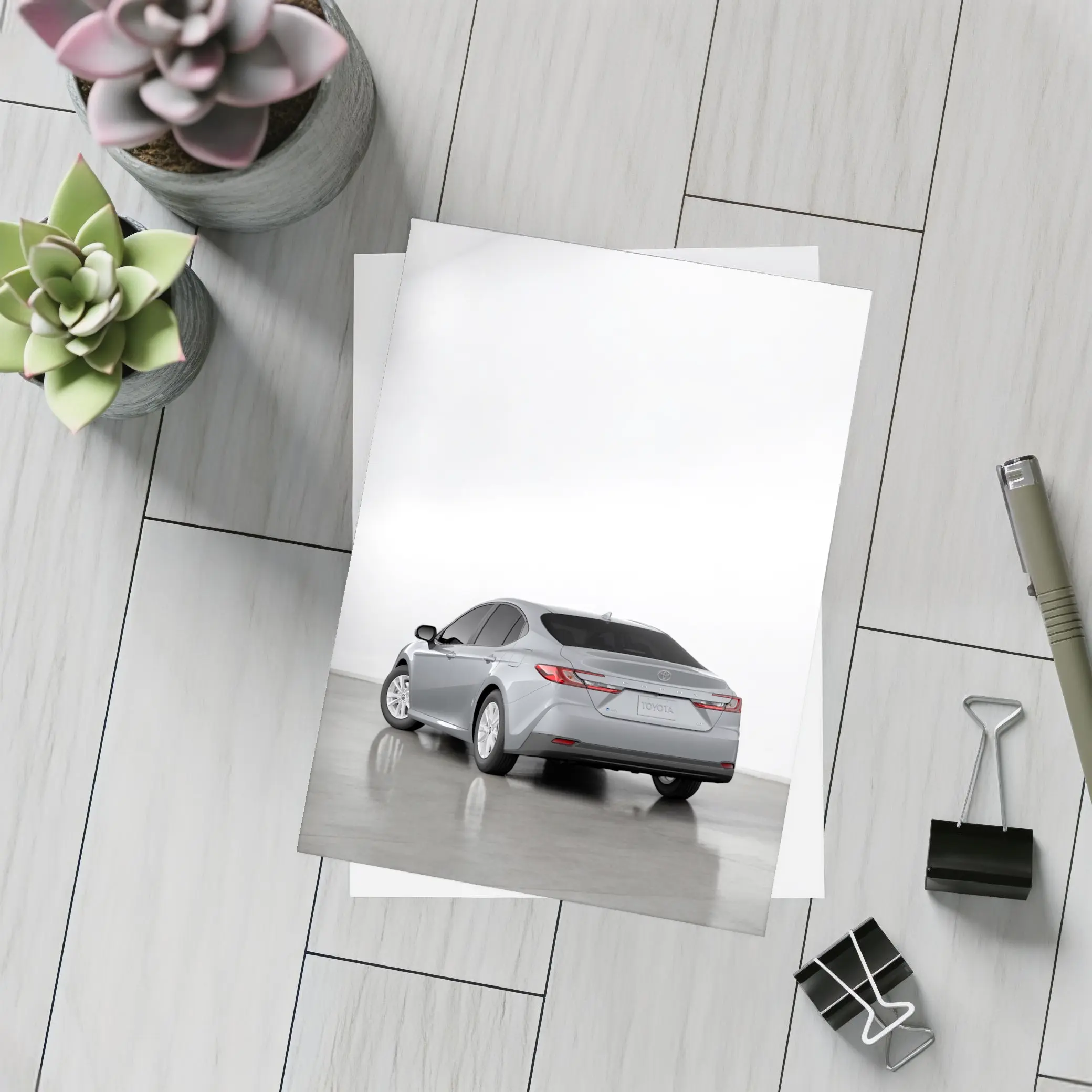 Toyota Camry Silver Sedan Studio Shot – Postcards