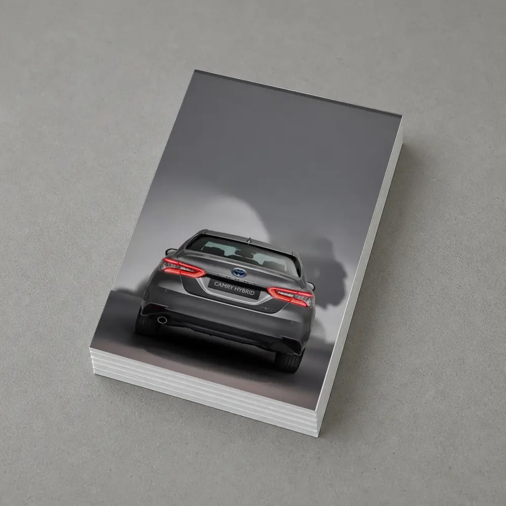 Toyota Camry Hybrid Rear View Gray Background – Postcards