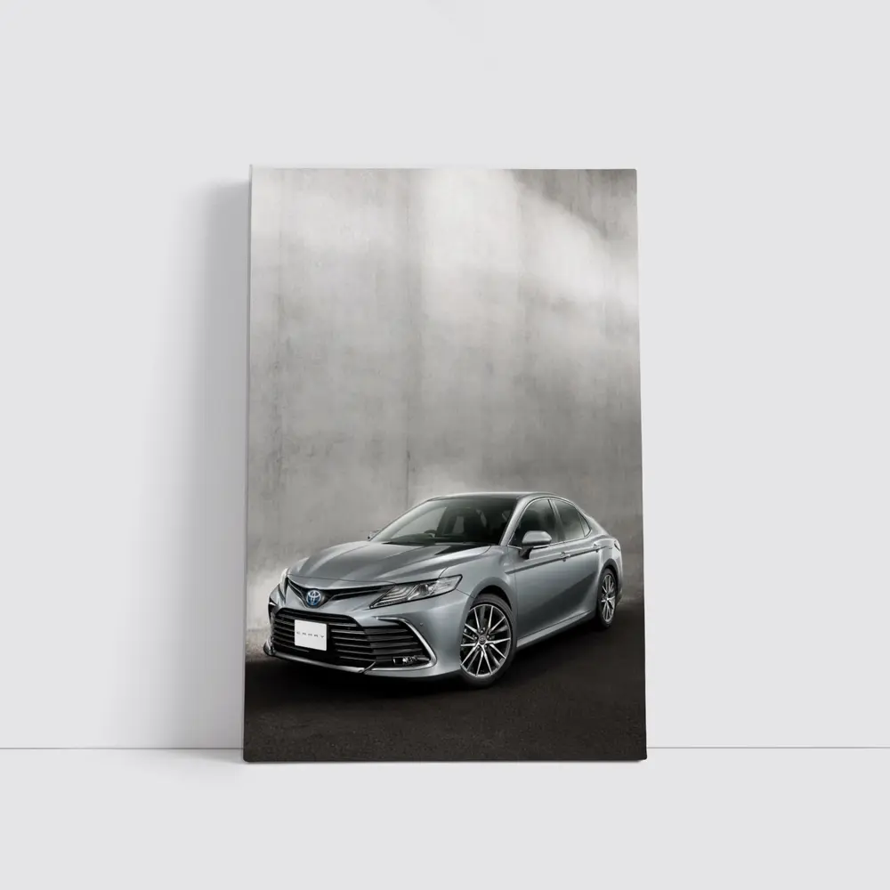 Toyota Camry Silver Sedan Against Gray Wall – Wall Art