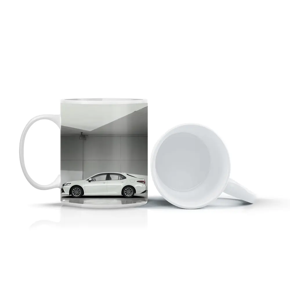 Toyota Camry White Minimal Garage Side View – Mugs
