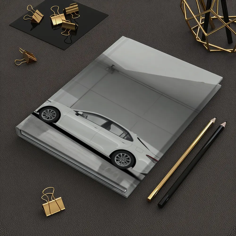 Toyota Camry White Minimal Garage Side View – Notebooks