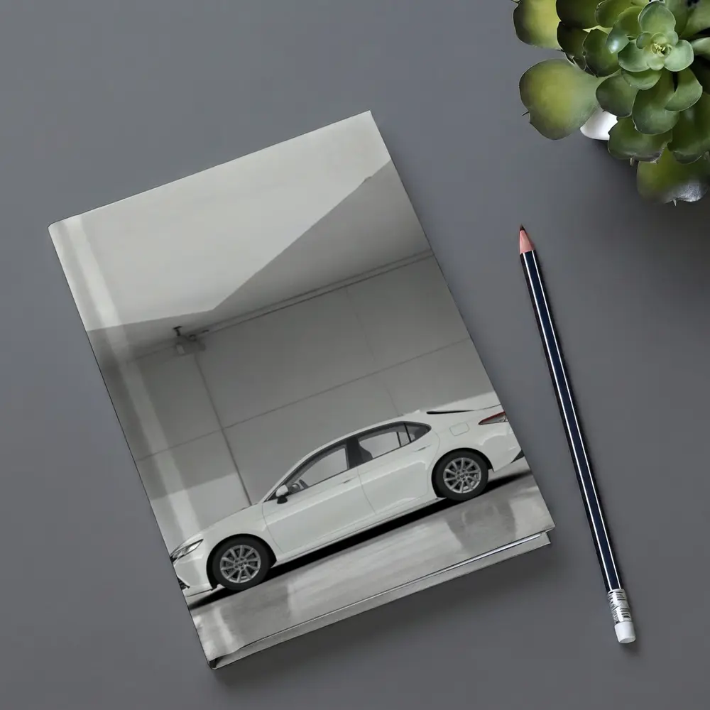 Toyota Camry White Minimal Garage Side View – Notebooks
