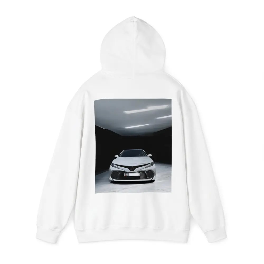 Toyota Camry White Sedan Dark Garage – Hoodies