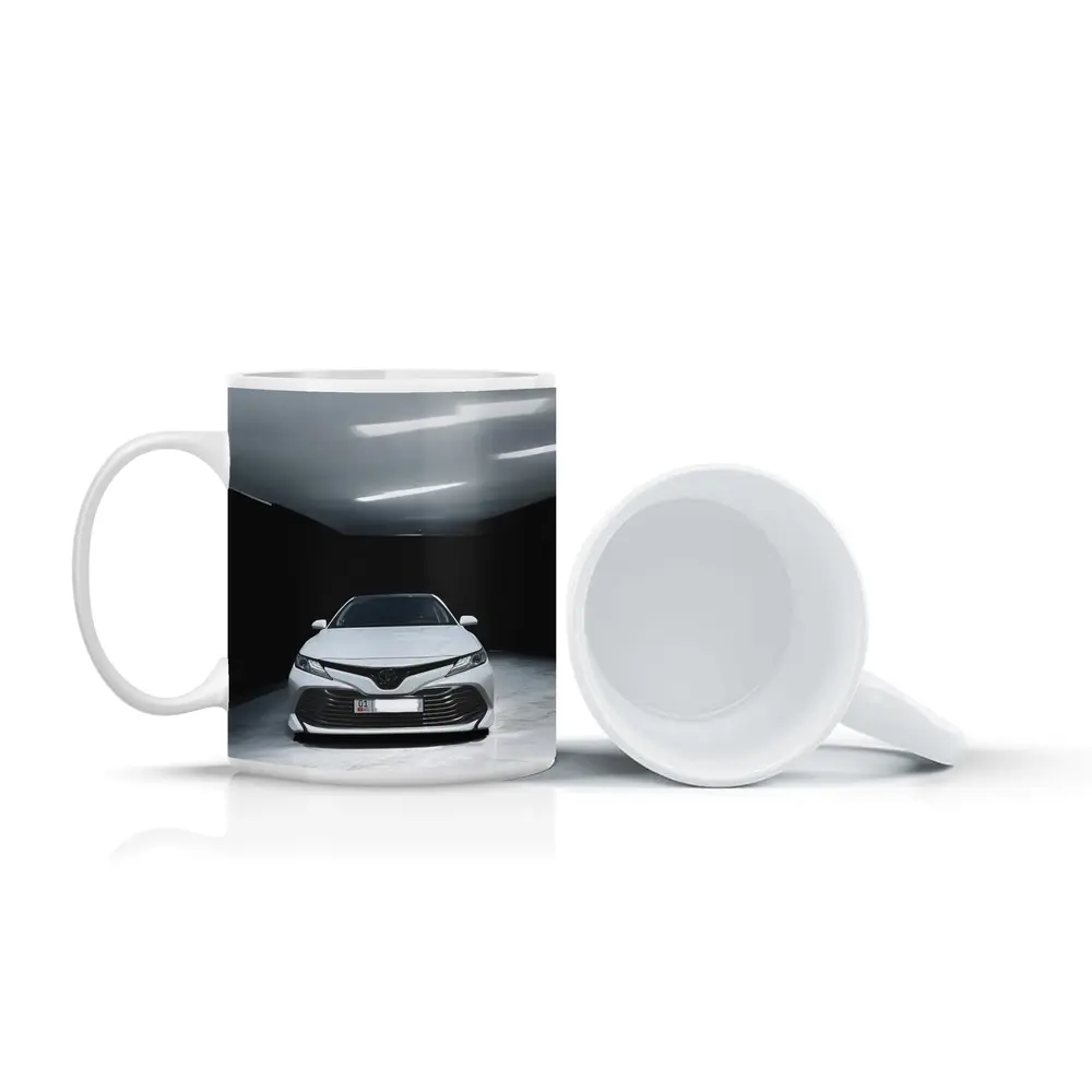 Toyota Camry White Sedan Dark Garage – Mugs