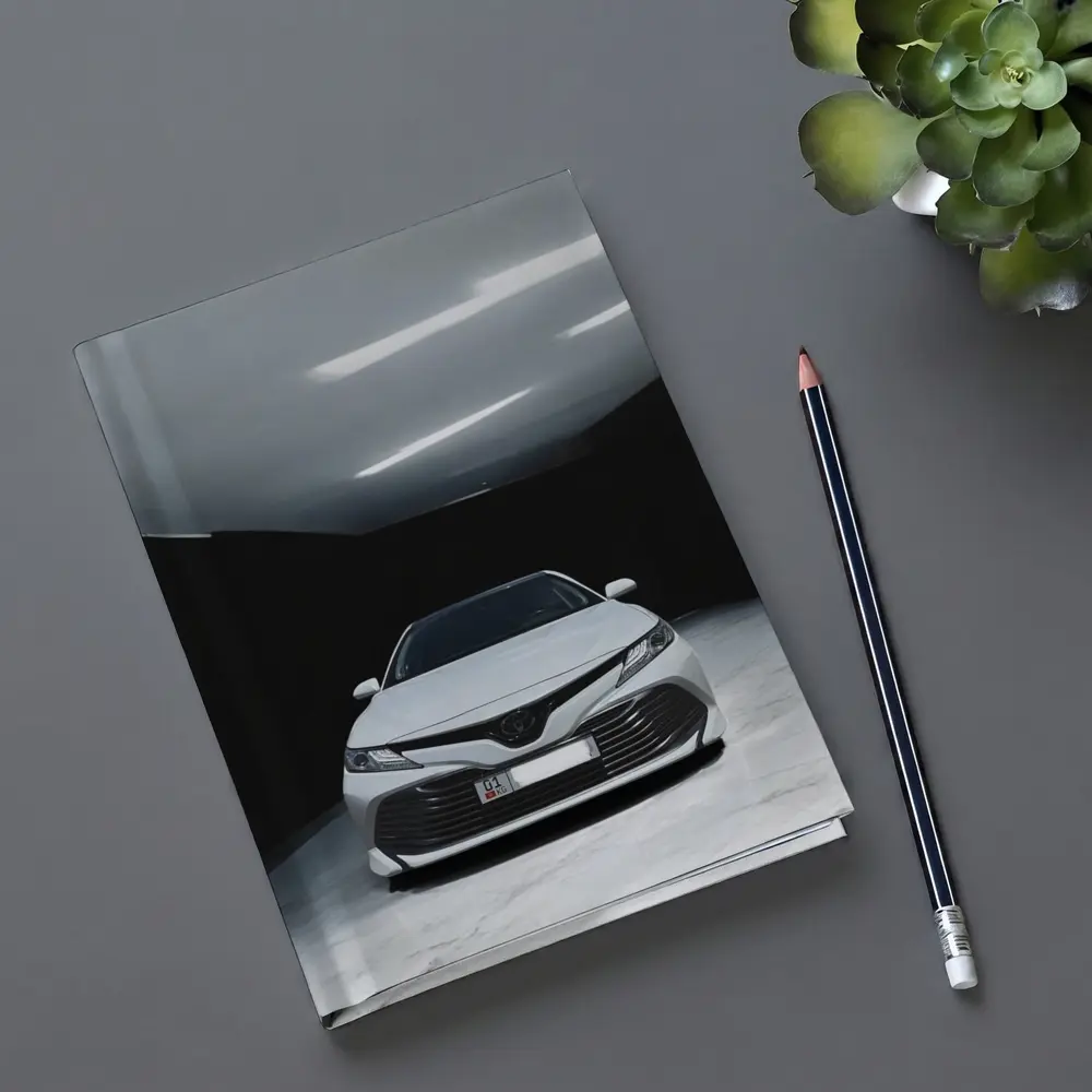 Toyota Camry White Sedan Dark Garage – Notebooks