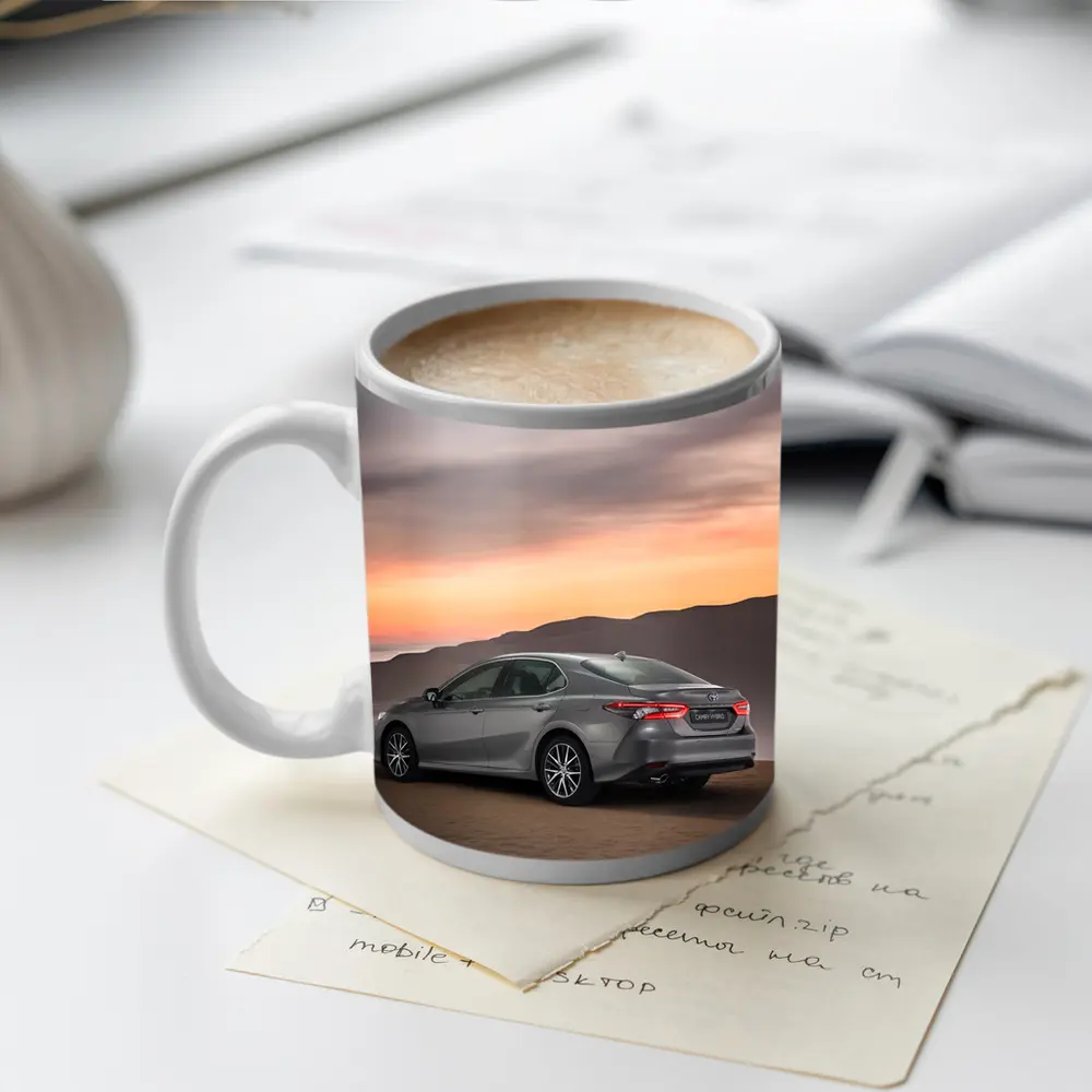 Toyota Camry Hybrid Gray Sedan Desert Sunset – Mugs